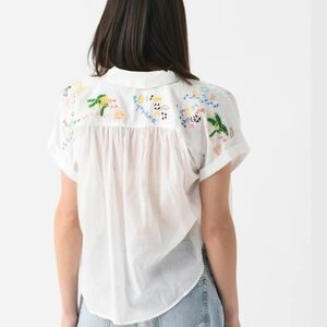 MOTHER White Floral Embroidered Blouse